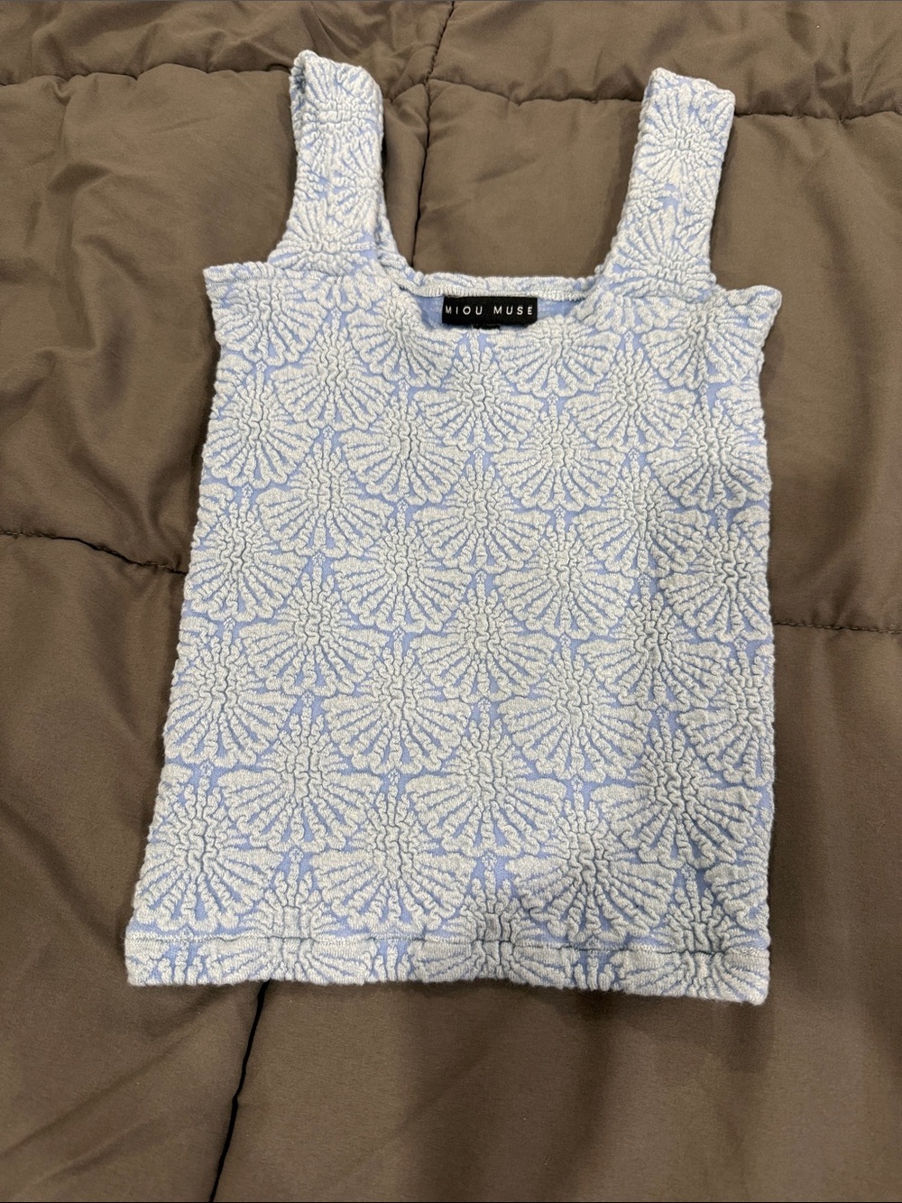 Miou Muse Light Blue Textured Shell Tank